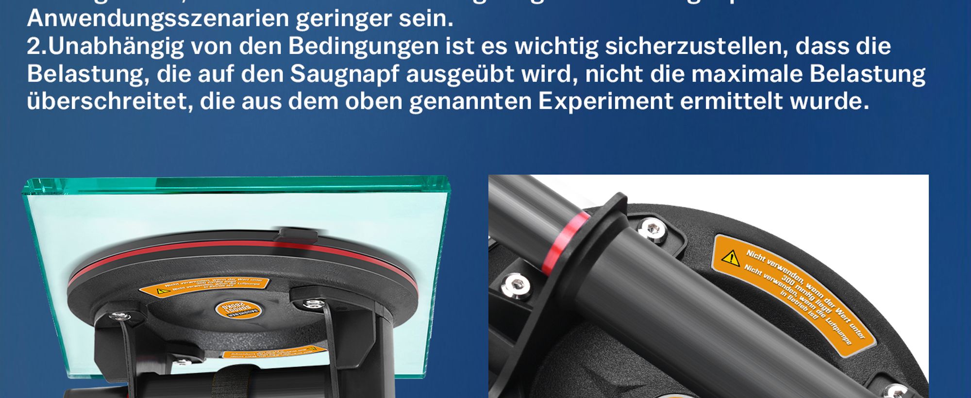 2er Set 8" Saugheber Glasheber Tragkraft 260KG Vakuumheber Fliesenheber für Fliesen Marmor