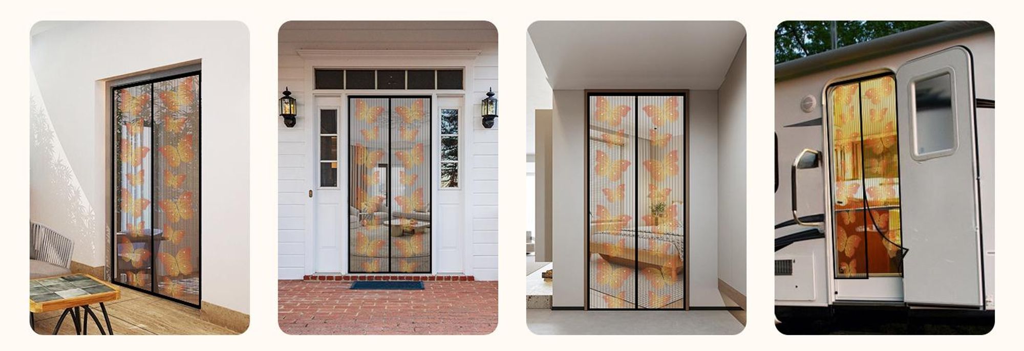 Fliegengitter für Balkontür mit Schmetterlingsmotiv – Magnetisch, Ohne Bohren, Insektenschutz für Balkon, Terrassentür Schwarz 90 x 210 cm