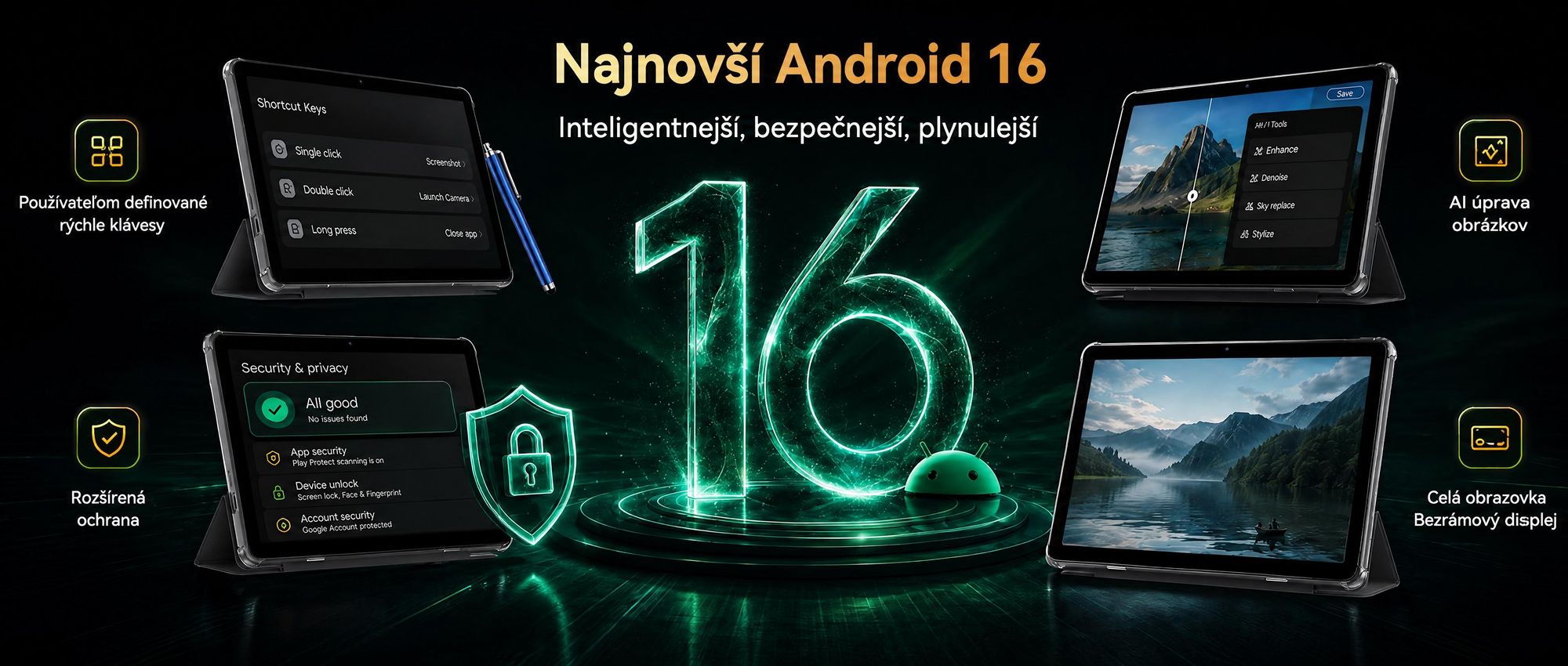 BESTTAB T20 10.1'' Android 16 Set Tablet, 24GB (8+16GB rozšíriteľný) RAM+256GB ROM(2TB TF), s krytom/perom/myšou/klávesnicou, Widevine L1, 5G WiFi