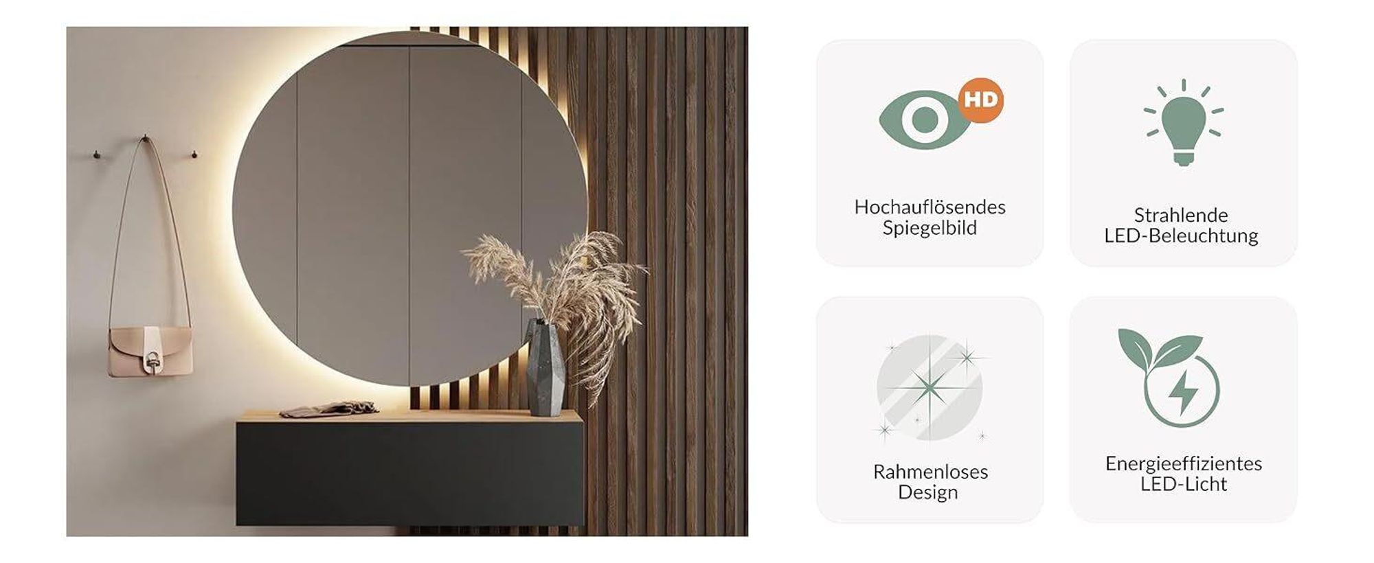 Wandspiegel NOVA rund 100 cm mit LED Beleuchtung