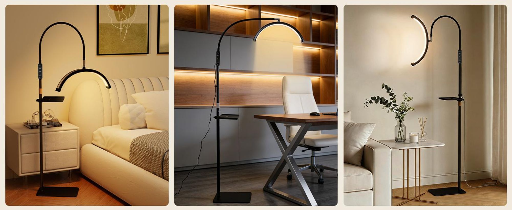 Puluomis LED Beauty Stehlampe, Höhenverstellbare Lampe mit Fernbedienung, 3 Farbtemperaturen & Stufenlos Dimmer, 320° Schwanenhals Wimpernverlängerung