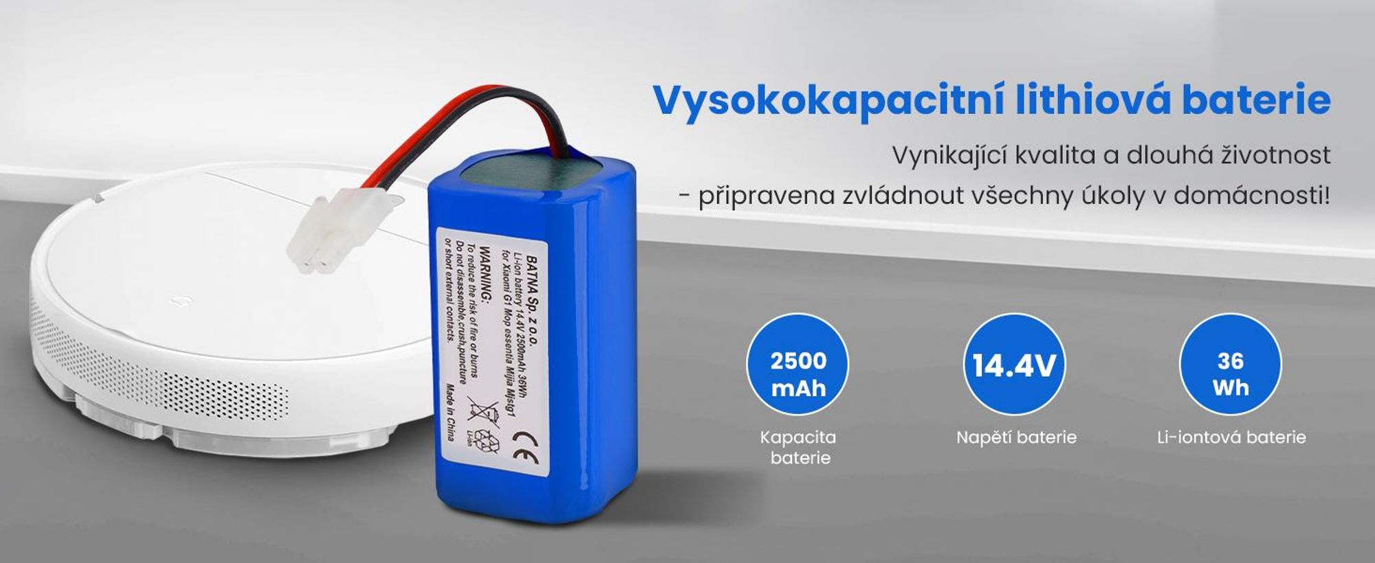 Extralink baterie pro Xiaomi Mi Robot Vacuum Mop Essential 14,4 V 2500 mAh 36 Wh náhradní akumulátor