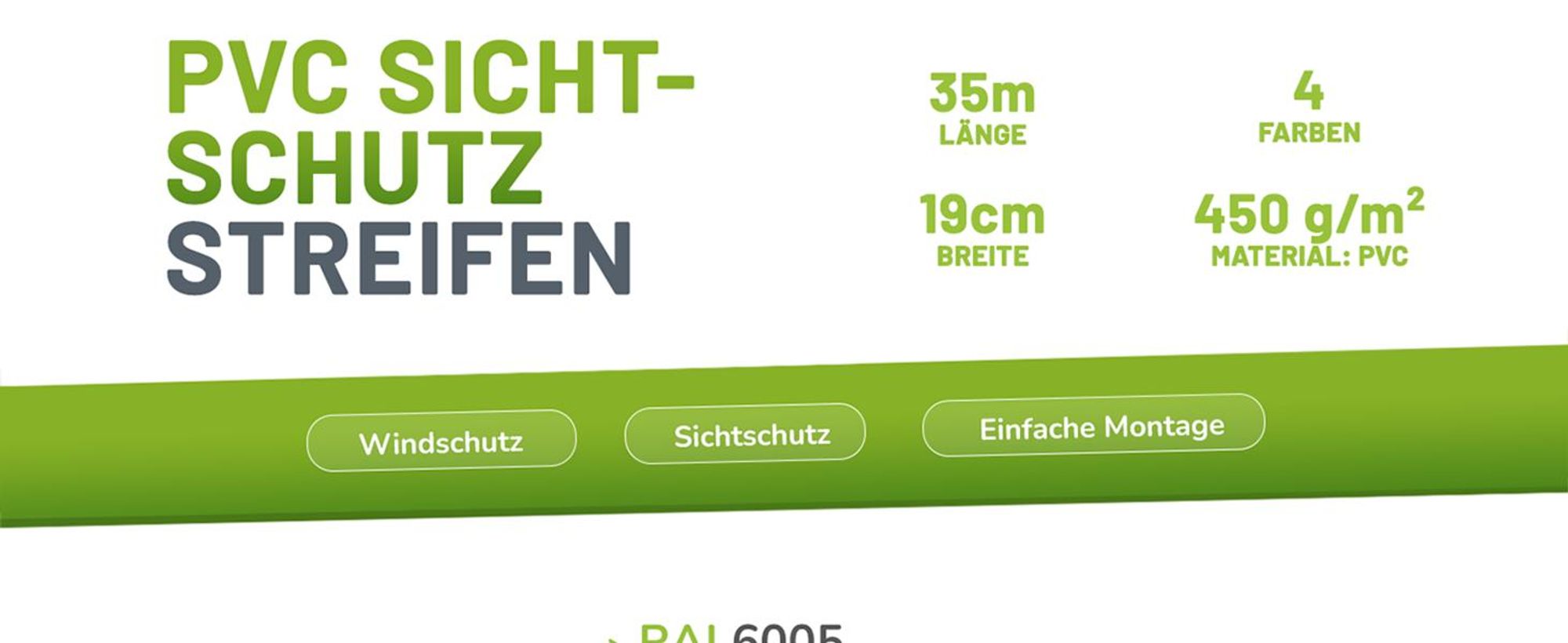 Fepro® PVC Sichtschutzstreifen Zaunfolie Sichtschutz Doppelstabmatten 35m, Grau