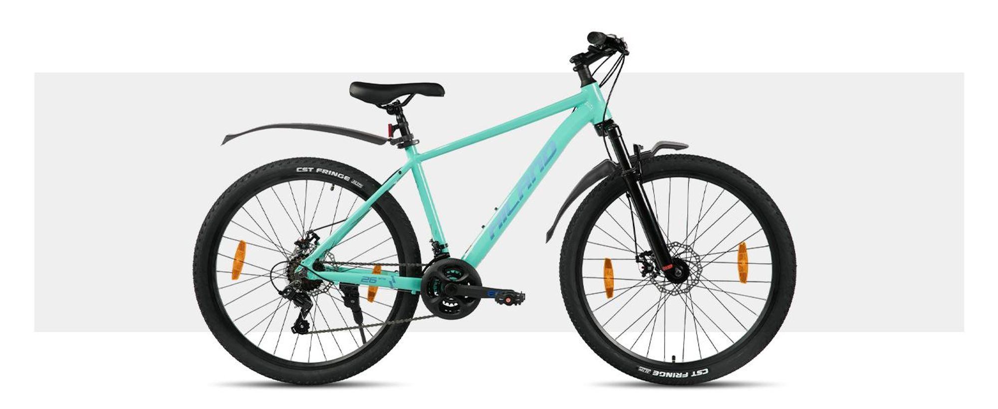 Hiland 26 Zoll Mountainbike, Herren und Damen 21 Gang MTB mit Aluminiumrahmen, Doppelscheibenbremsen, chutzblech und gefederter Vordergabel