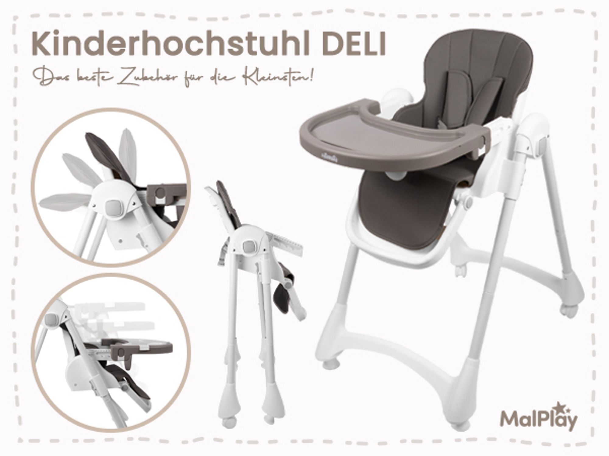 Kinderhochstuhl klappbarer Babystuhl mit verstellbares Tablett