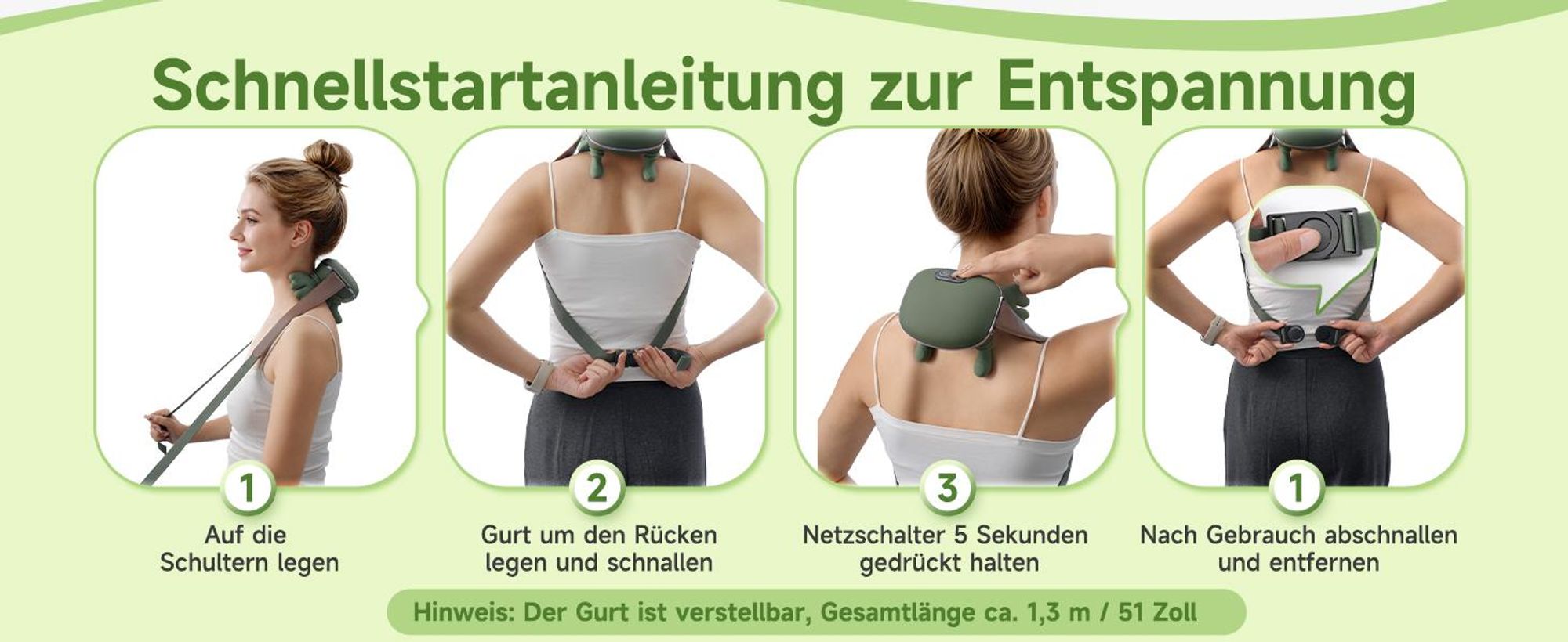 Nackenmassagegerät, Elektrisches 4D Shiatsu Massagegerät, 3 Intensitätsstufen und 2 Heizstufen, Lindert Muskelverspannungen und Ermüdung