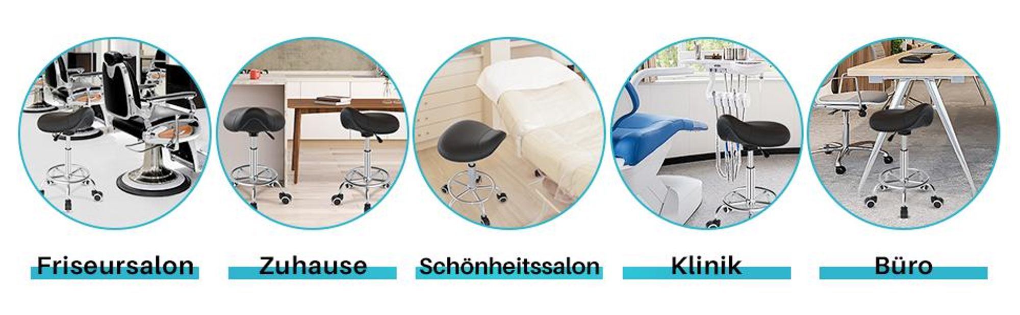 FCH Drehstuhl Sattelhocker Arbeitshocker Drehhocker Rollhocker Kosmetikhocker höhenverstellbar