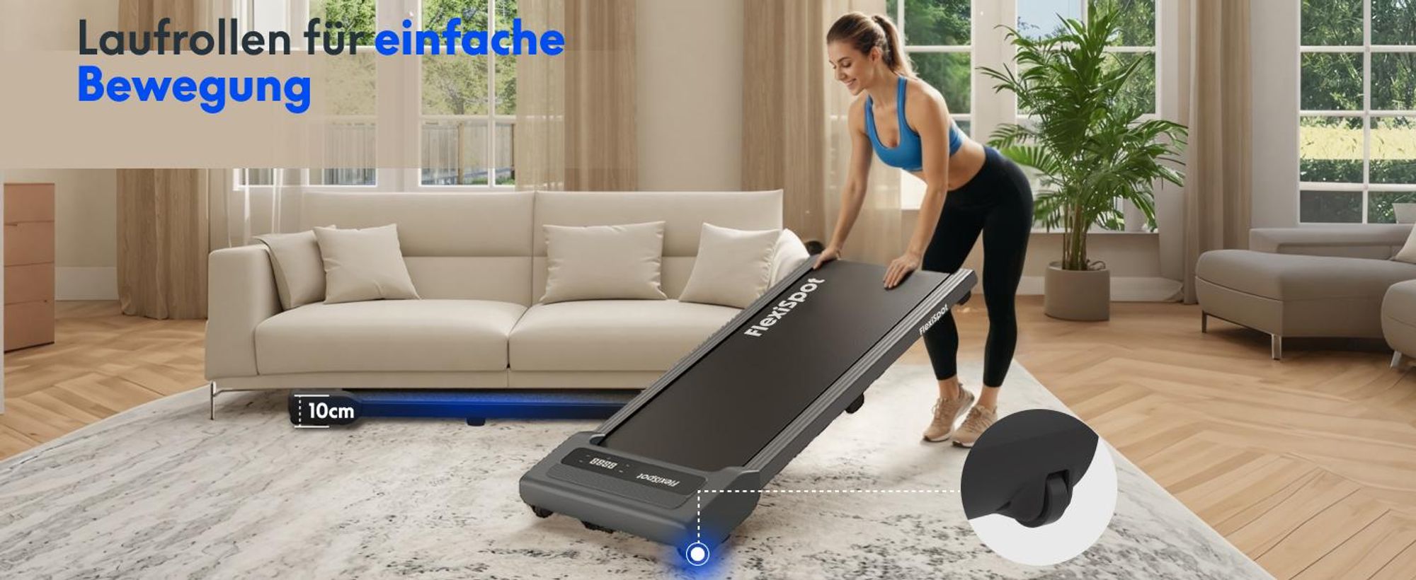 FlexiSpot Laufband, 2 in 1 Walking Pad, bis 120kg belastbar, 1–6km/h, mit Fernbedienung & LED-Display, inkl. Schmieröl, für Zuhause & Büro, Grau