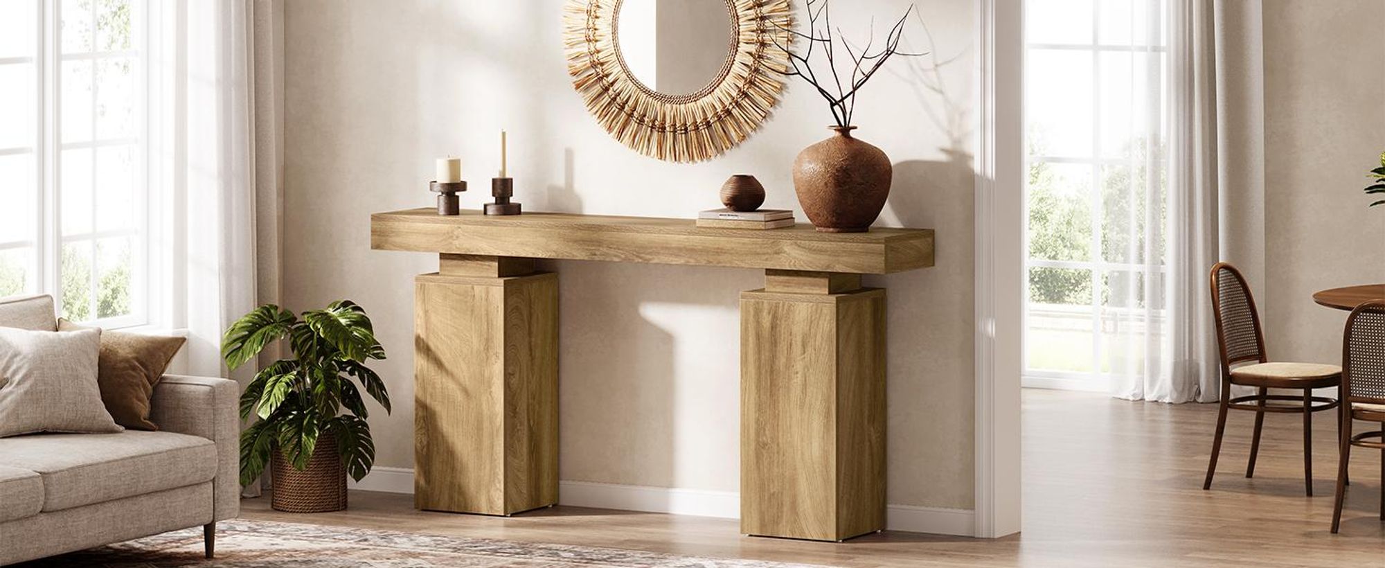 Tribesigns 160 cm Langer Konsolentisch, Bauernhaus Eingangstisch hinter der Couch, Holz Foyertisch, Eingangsstation, Moderne Flurtisch Akzent-Möbel