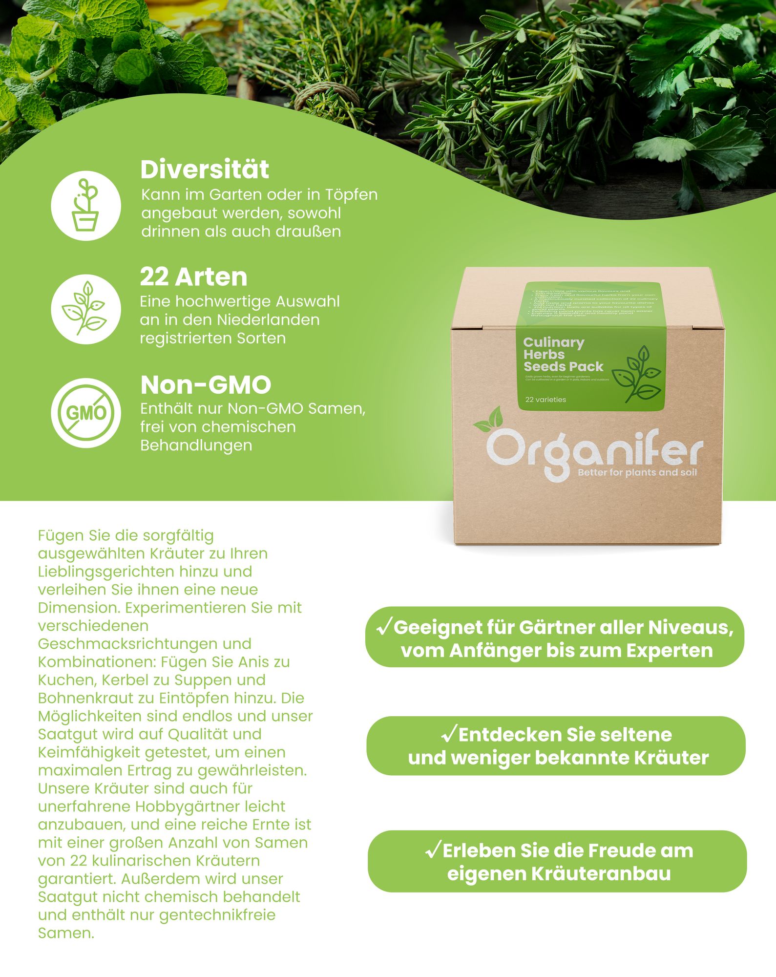 Kräutersamenpaket - 22 kulinarische Arten- Organifer