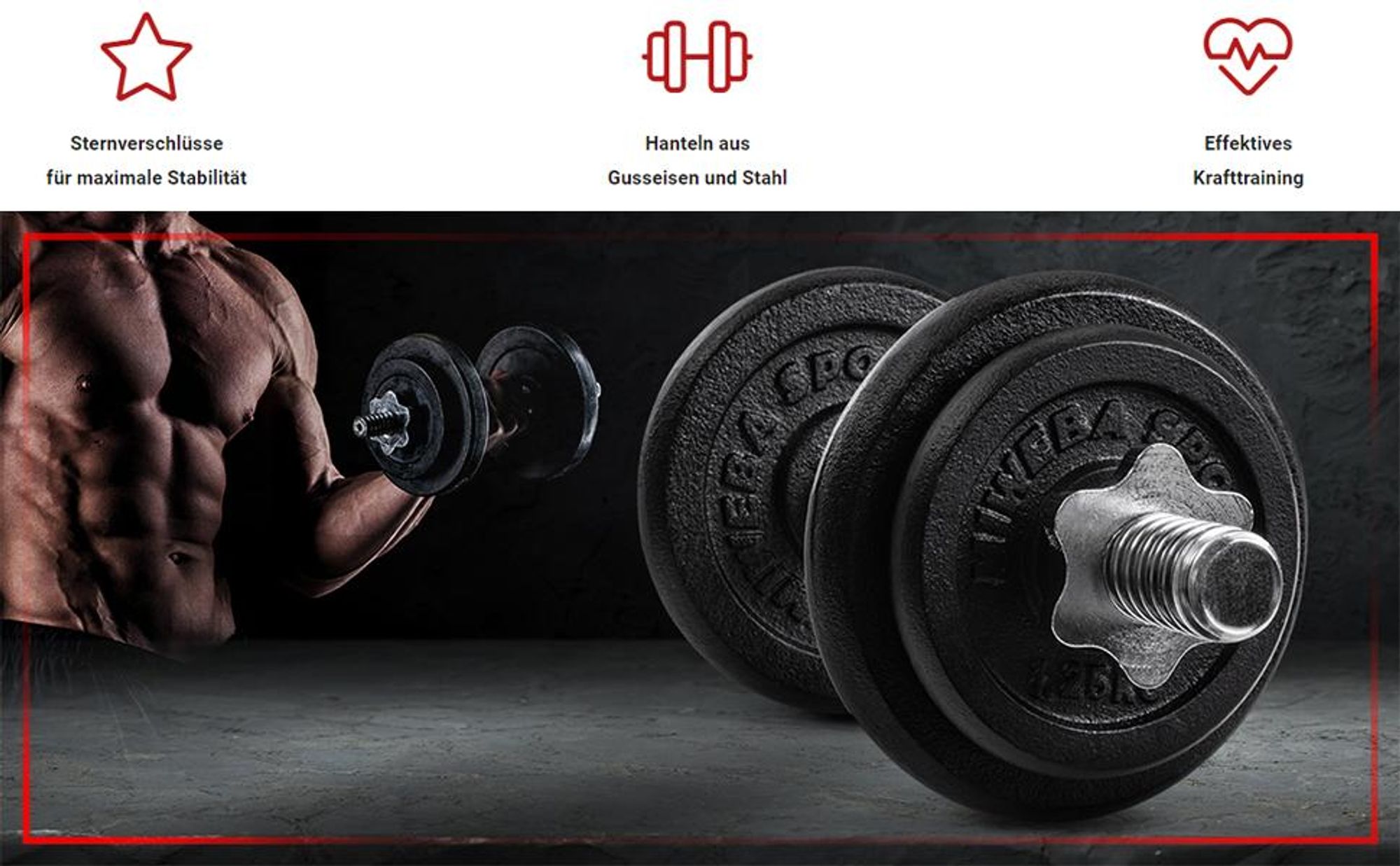 Miweba Sports Kurzhantel MKH110 | inkl. 7,5 kg Gusseisen Gewichte - Stahl Hantelstange - 2x Sternverschluss - 2x 1,25 kg - 2x 2,5 kg - Einzelhantel