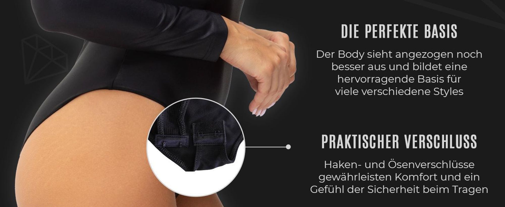 Gatta Body Perfect BLACK BRILLANT Langarm Einteiler glänzender Bodysuit, XL