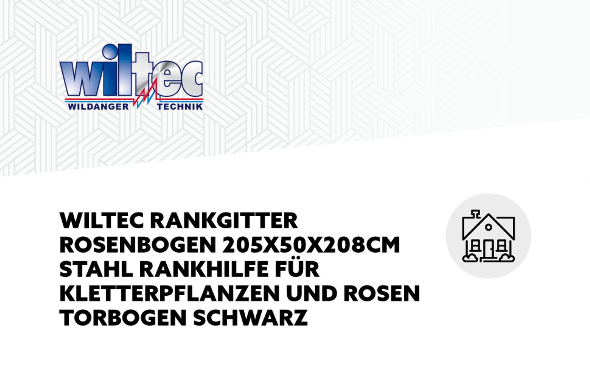 Wiltec Rankgitter Rosenbogen 205 x 50 x 208 cm, Rosenspalier aus Stahl, Rankhilfe in Schwarz, Pflanzgitter für Rosen, freistehende Gartendeko