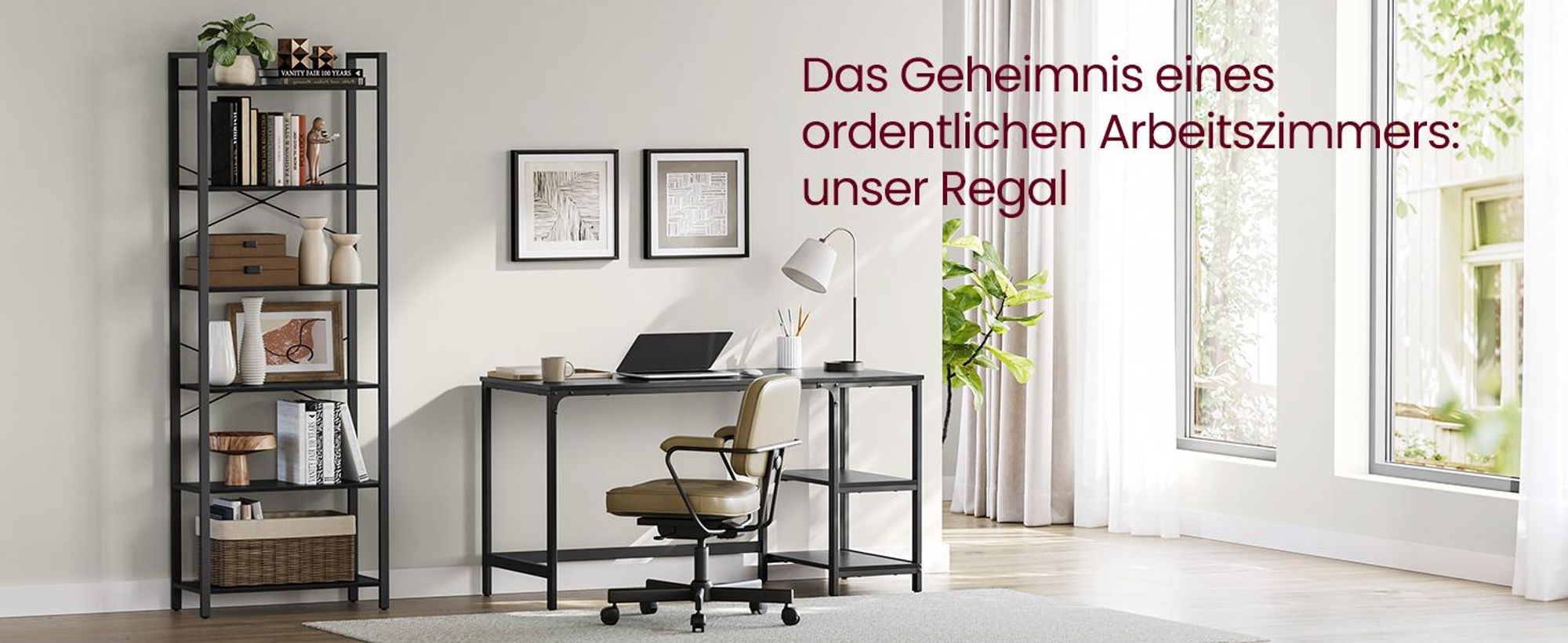 VASAGLE Bücherregal 6 Ebenen, Standregal mit Stahlrahmen, freistehendes Regal, Wohnzimmer, Schlafzimmer