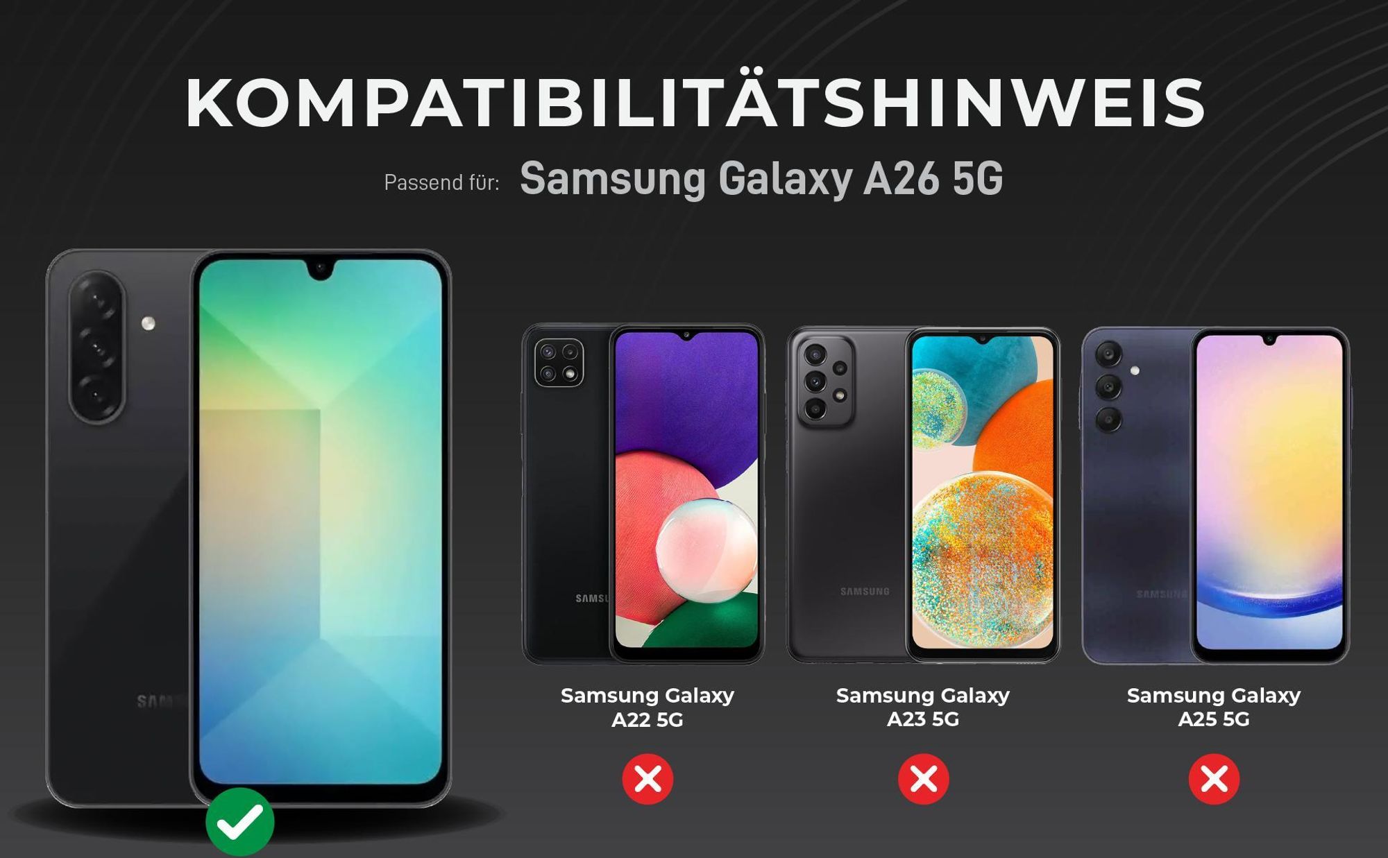 Kompatibilitätshinweise Kameraglas für Samsung Galaxy A26 5G