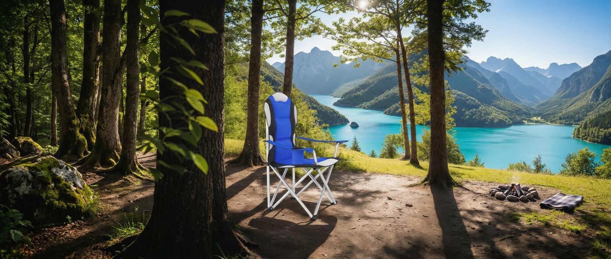 tectake® Campingstuhl 60 x 88 x 110 cm