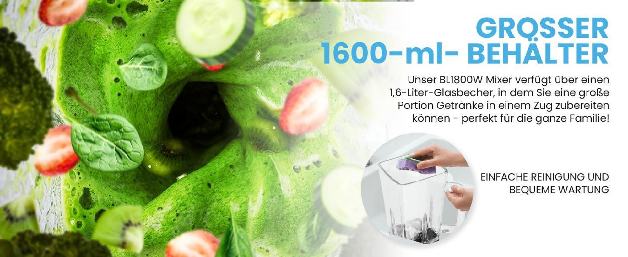 Standmixer Glas Smoothie Maker für Cocktails