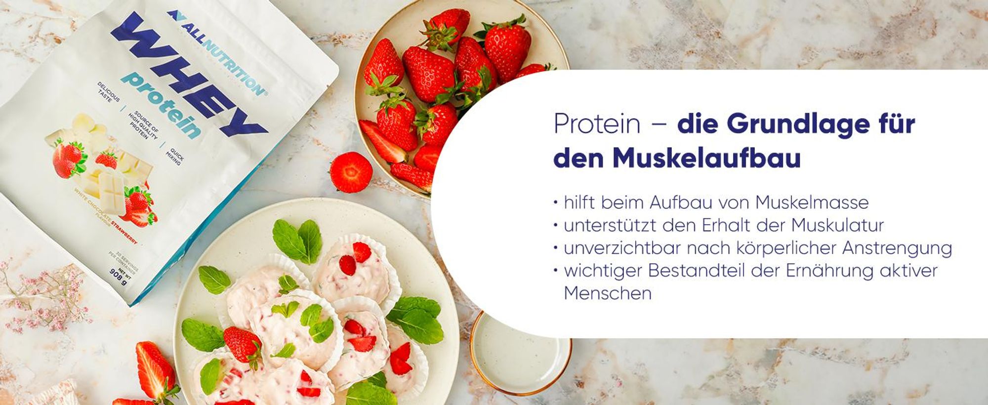 ALLNUTRITION Whey Protein 908g Erdbeere Protein-Nahrungsergänzungsmittel Muskeln Eiweiß Protein