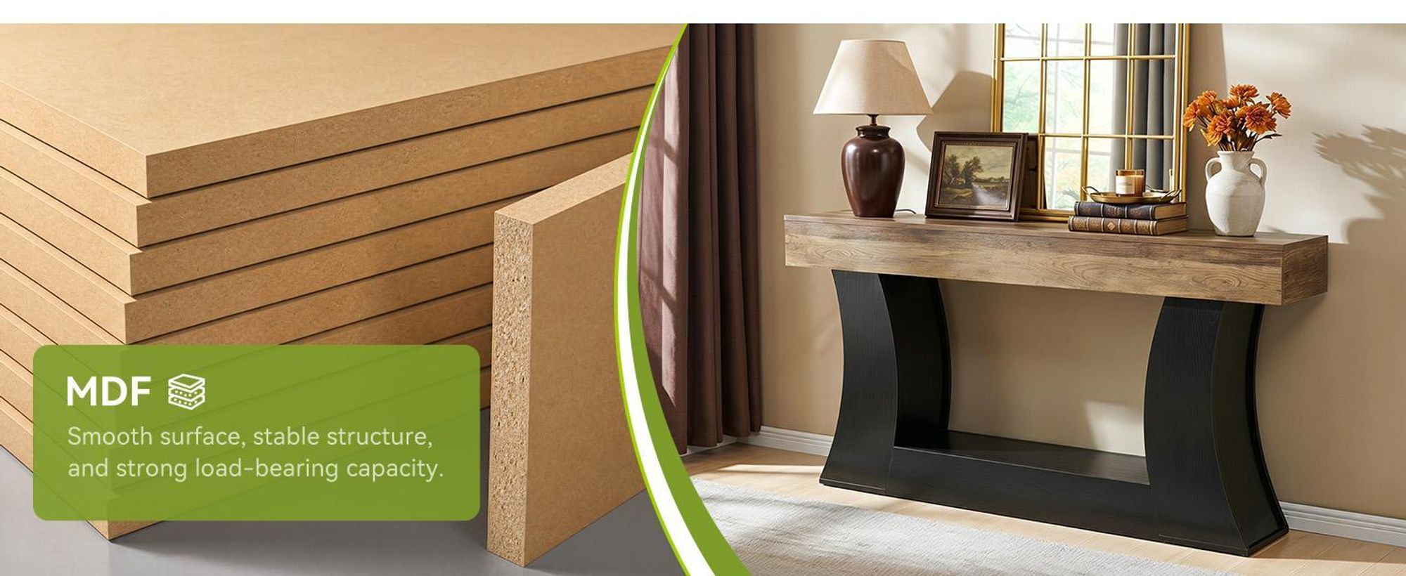 Table console table d’entrée style ferme de 160 cm pour salon, couloir, hall