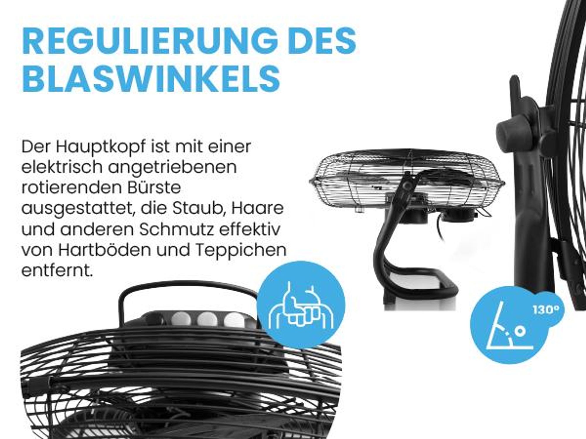 Bodenventilator Standventilator Luftzirkulatoren Schwarz