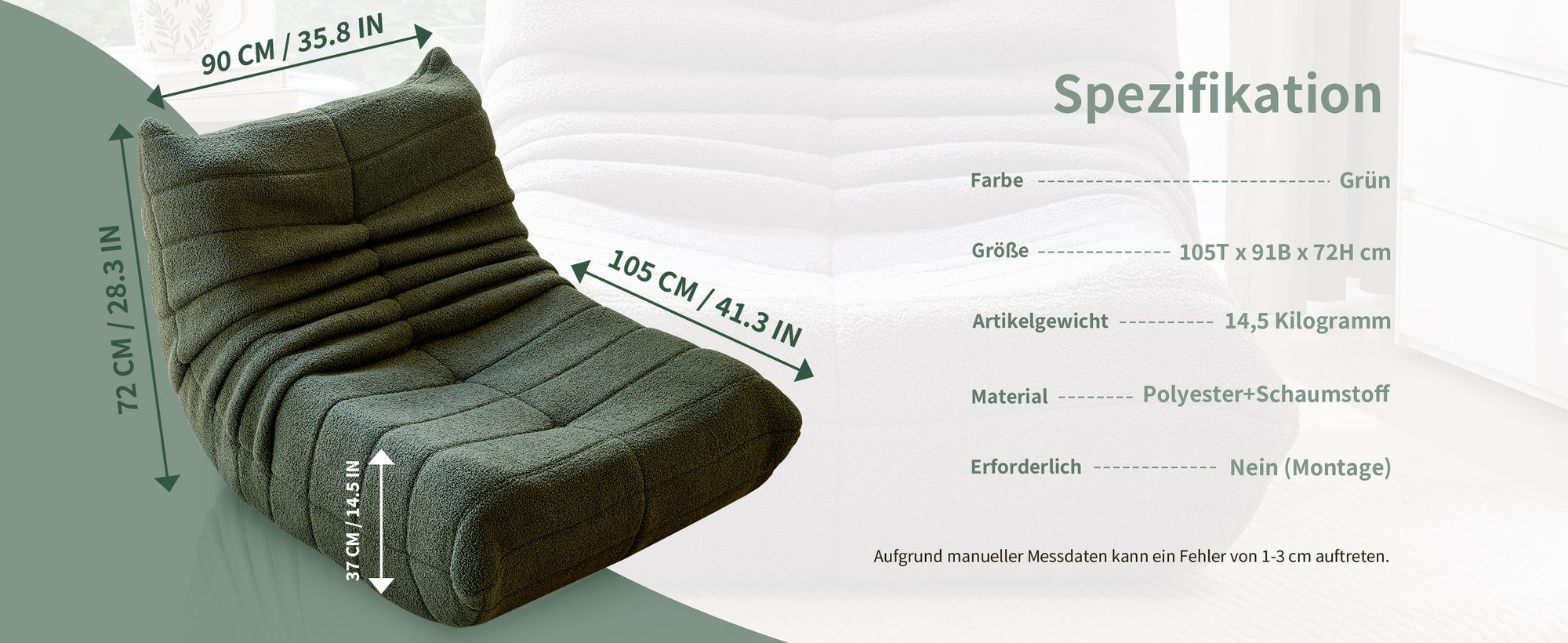 Klassische Sessel, Schlafsofas, sitzkissen boden, Lazy Sofa, Bean bag, für Schlafzimmer, Sitzsack