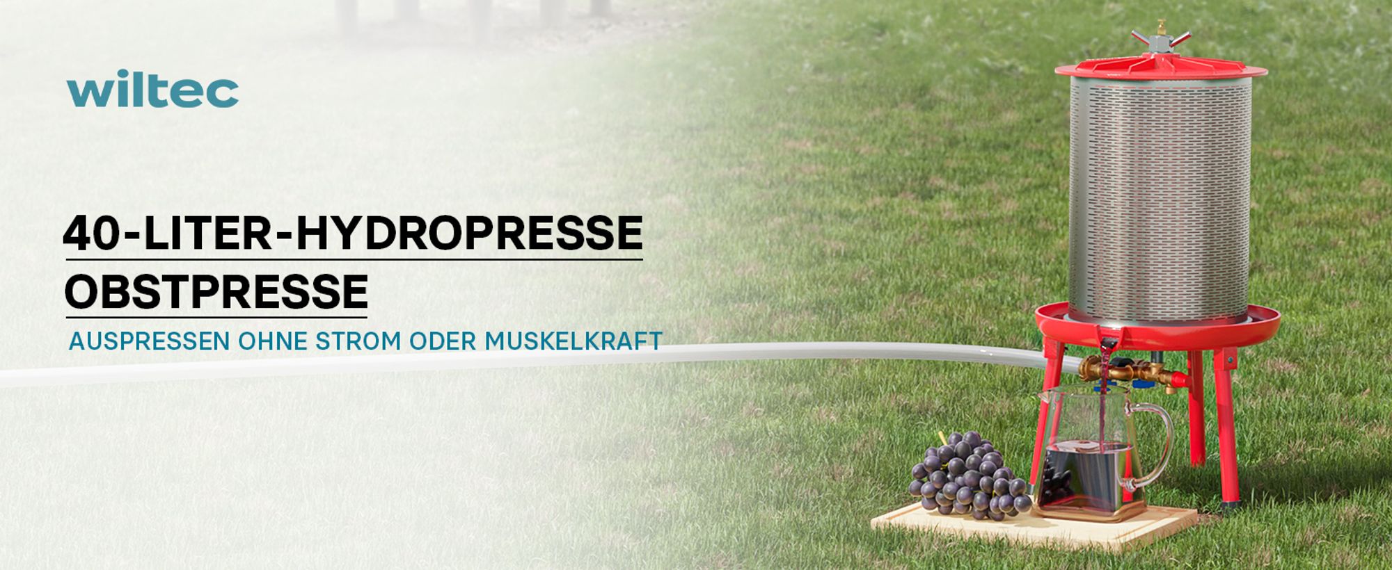 Edelstahl Hydropresse mit 40 Liter Korbinhalt, Wasserdruckpresse mit 3 bar zum Pressen von Obst