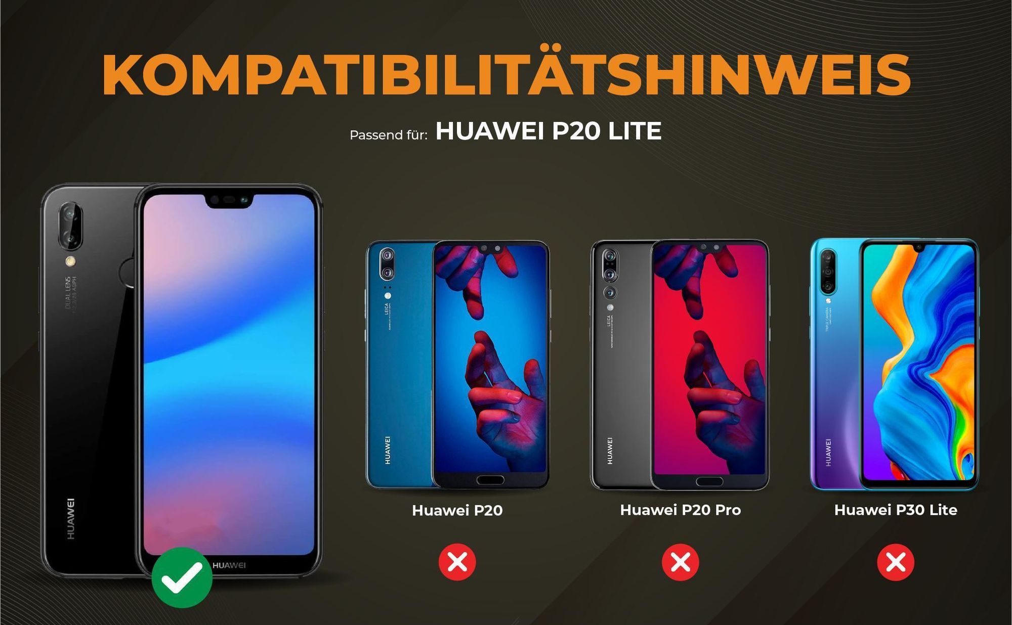 Kompatibilitätshinweise Hülle für Huawei P20 Lite