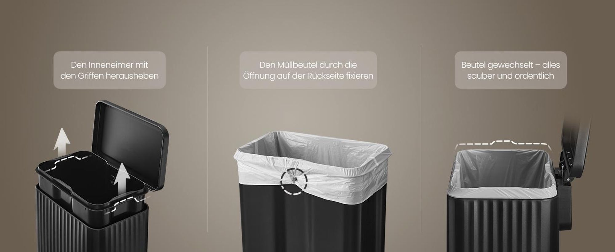 SONGMICS Mülleimer Küche, Abfallbehälter mit Deckel und Pedal, Softclose, Herausnehmbarer Inneneimer, 30 L, Schwarz