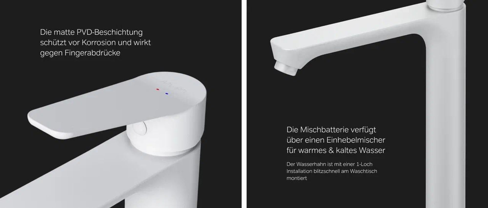 AM.PM Waschtischarmatur Hoch Weiss Wasserhahn Bad Waschbecken Armatur Einhebelmischer Badarmatur Mischbatterie für Badezimmer Aufsatzwaschbecken