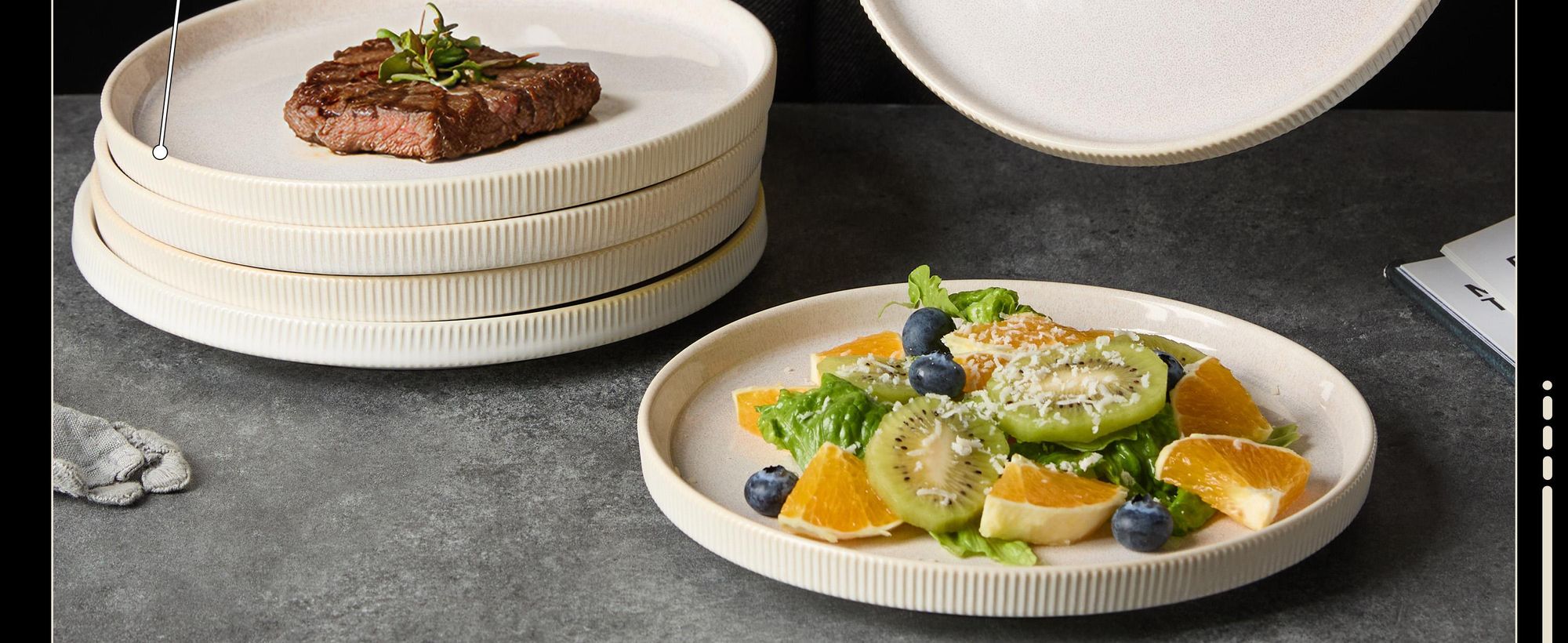 Teller set 6er Ø20 cm Keramik Speiseteller Dessertteller Pastateller Essteller für 6 Personen Flachteller set Mikrowellen- und Spülmaschinenfest