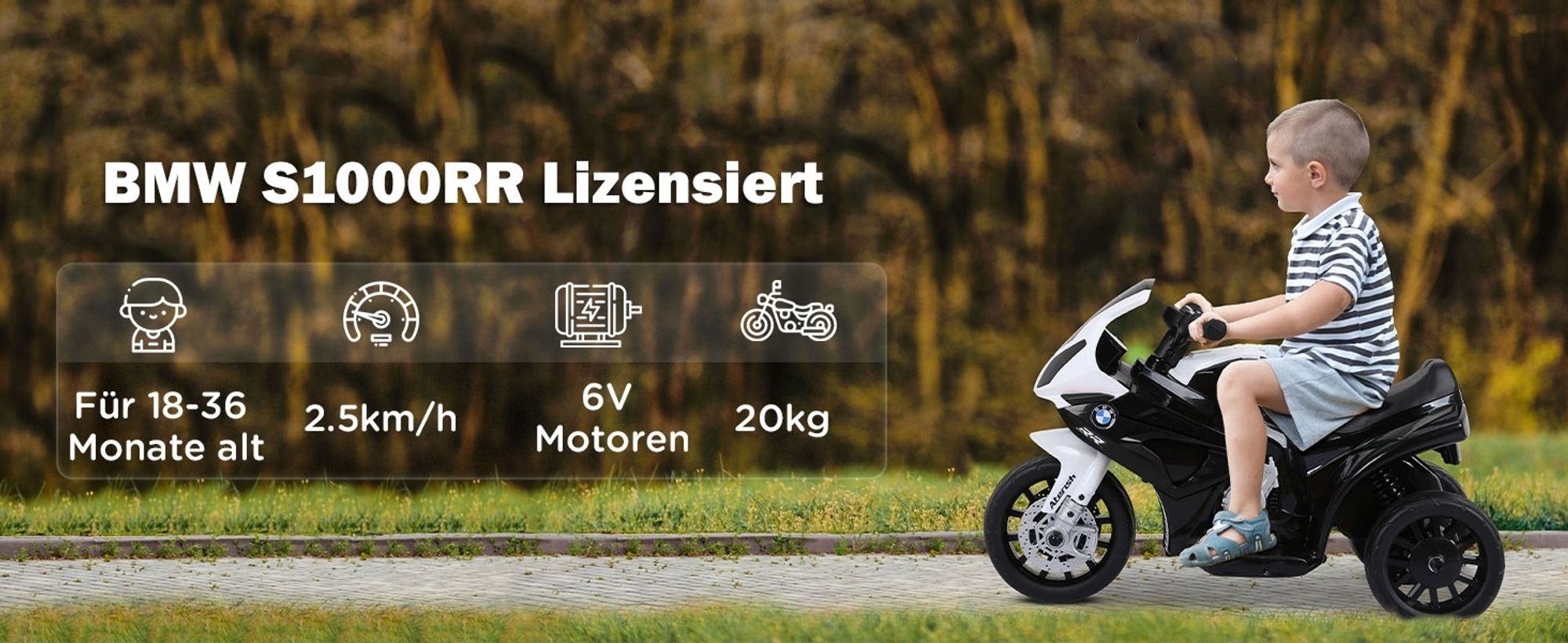 HOMCOM Elektro Motorrad für Kinder Kindermotorrad Kinderfarhzeug BMW Linzenz