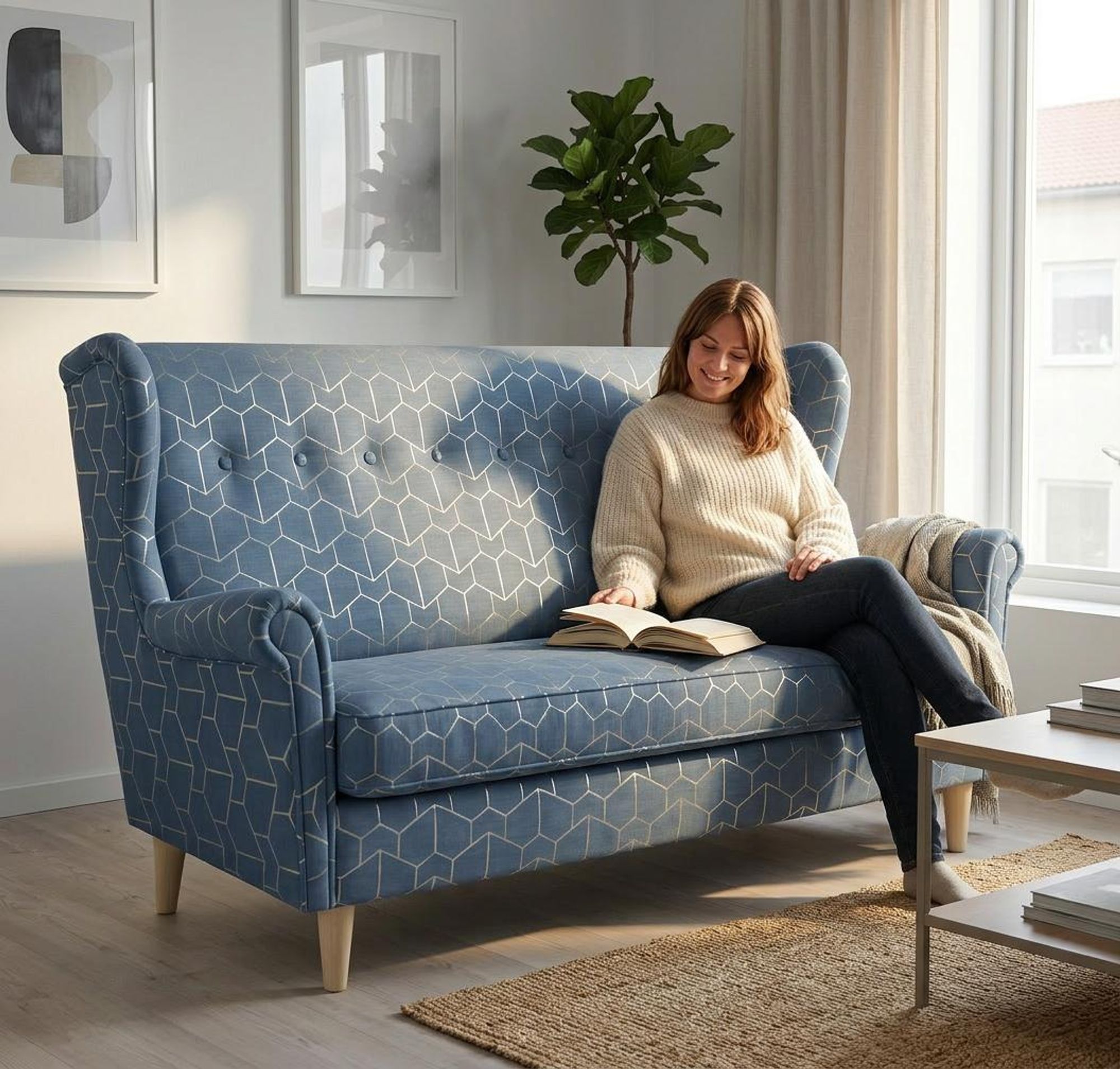 Schlafsofa ARI Design – Skandinavisches Muster, Webstoff in