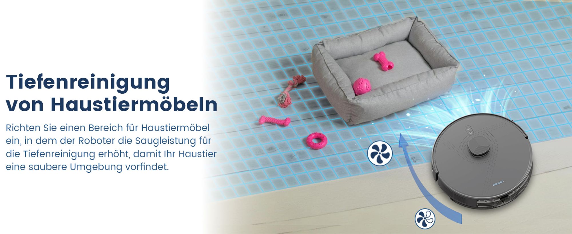 Saugroboter AIRROBO L50+ mit Saug- und Wischfunktion, 10000Pa Leistungsstarke Saugkraft, 240 Minuten Akkulaufzeit