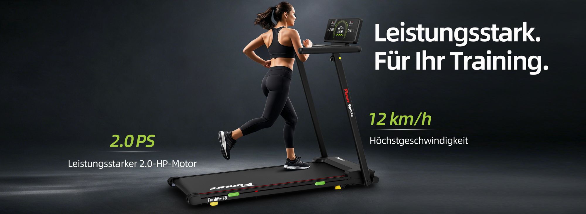 FUNLIFE F8 Laufband mit 12 km/h und 2.0 HP Motor für Walking und Cardio