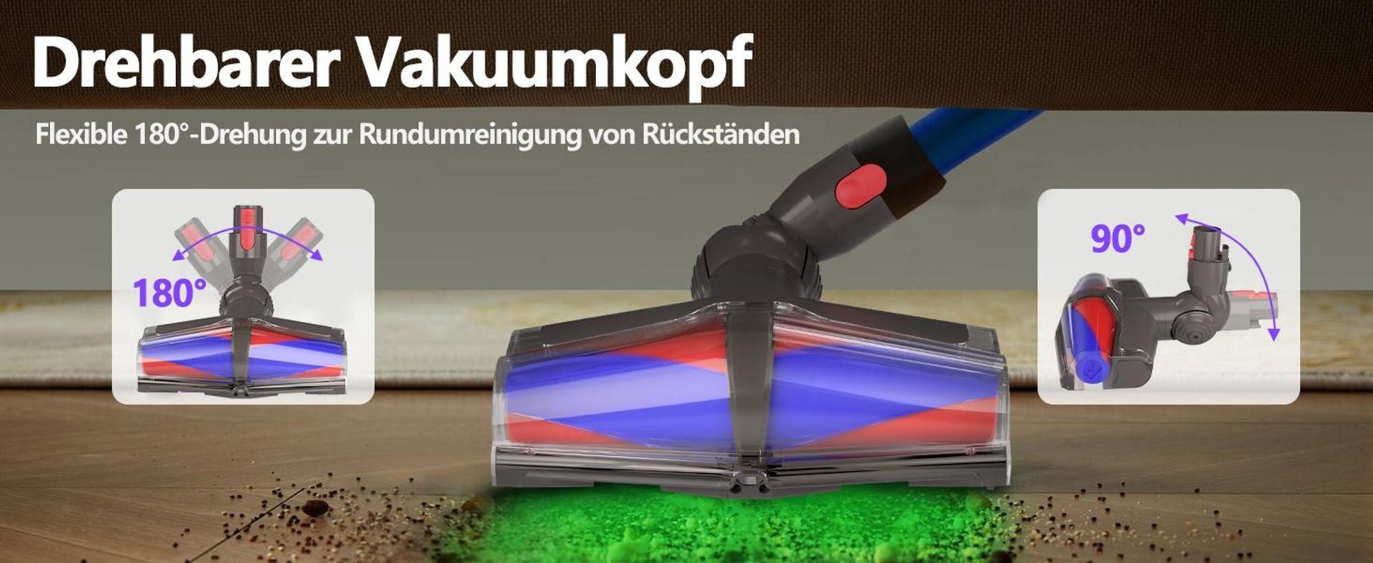 Bürste für Dyson V7,V8,V10,V11,V15 Staubsauger Elektrobürste mit Doppelroller, Anti-Haar-Tangle-Roller, Laser-LED für Hartboden und KurzflorigeTepp