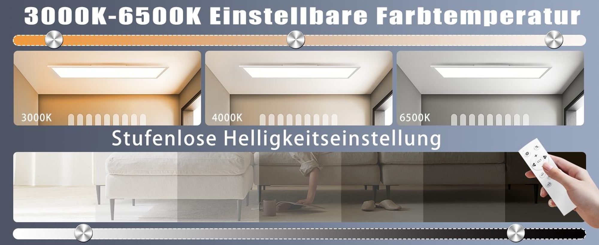 ZMH LED stropní panelové svítidlo, stmívatelné, 120 x 30 cm, s dálkovým ovládáním, 40 W, stropní svítidlo, lampa do ložnice, bílá, kancelářské svítidlo do kanceláře, kuchyně a chodby