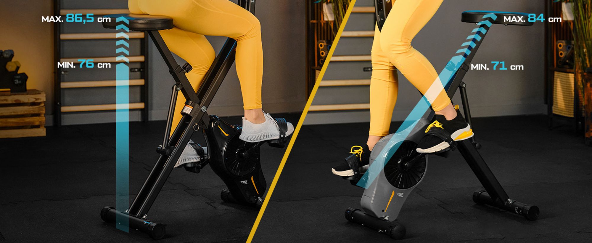 TREX SPORT Heimtrainer Fahrrad klappbar TX-340XB BRIZ | Hometrainer Fahrrad mit 10 Stufen, 6 Sitzhöhen, extrem leise | Ergometer Heimtrainer bis 100kg