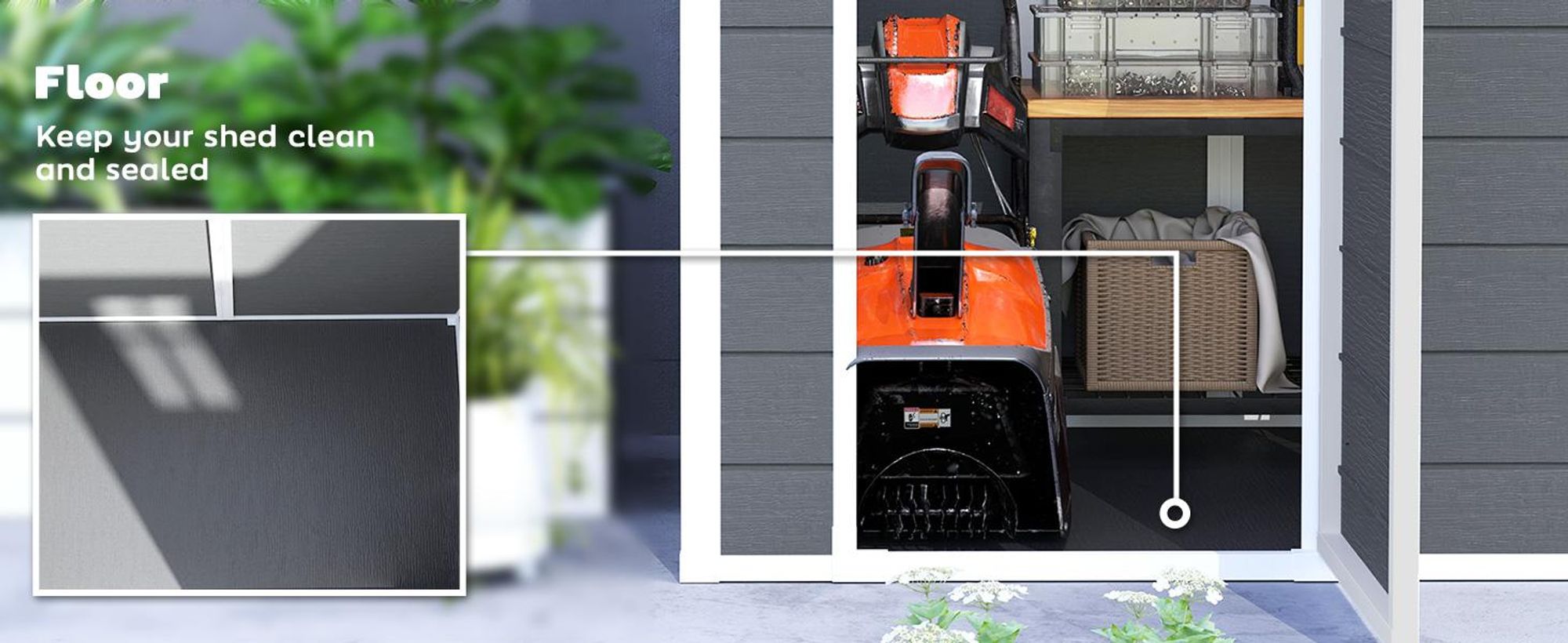 Plastikowa szopa narzędziowa Outsunny 2,1 m² 186 x 130 x 199 cm z dachem dwuspadowym, oknem podłogowym, zamykanymi drzwiami, odporna na warunki atmosferyczne, szopa ogrodowa na podwórko, szara