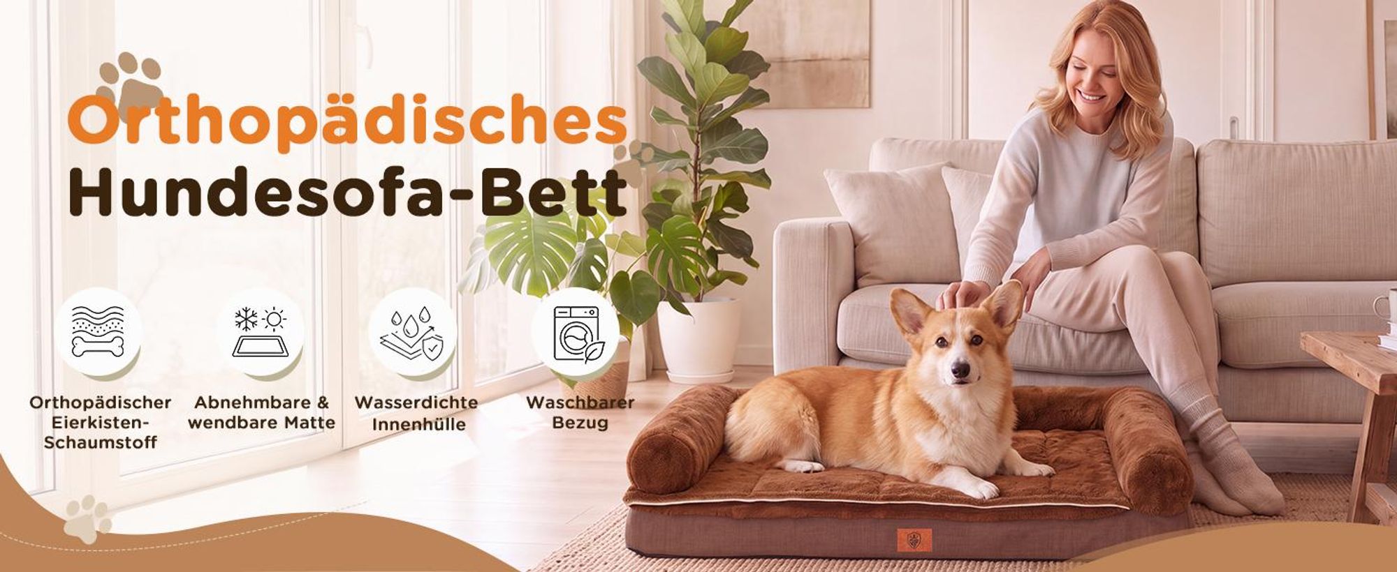 GTPLAYER Hundebett – 75x50x15 cm, Eierschalen-Schaumstoff mit Druckentlastung, wasserdichtes, waschbares Hundebett mit 2-in-1-Kühl-/Heizunterlage