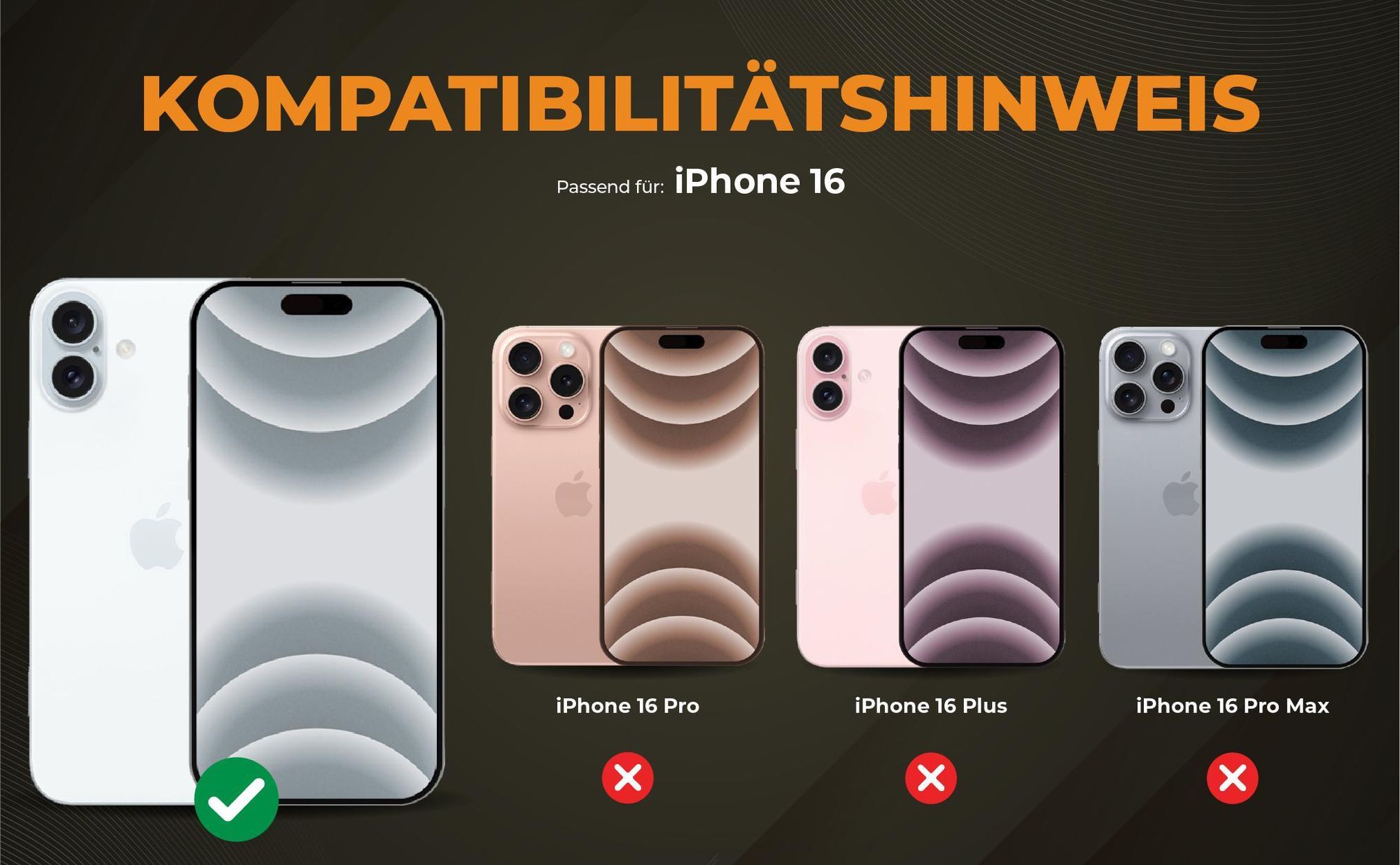 Kompatibilitätshinweise Hülle für Apple iPhone 16