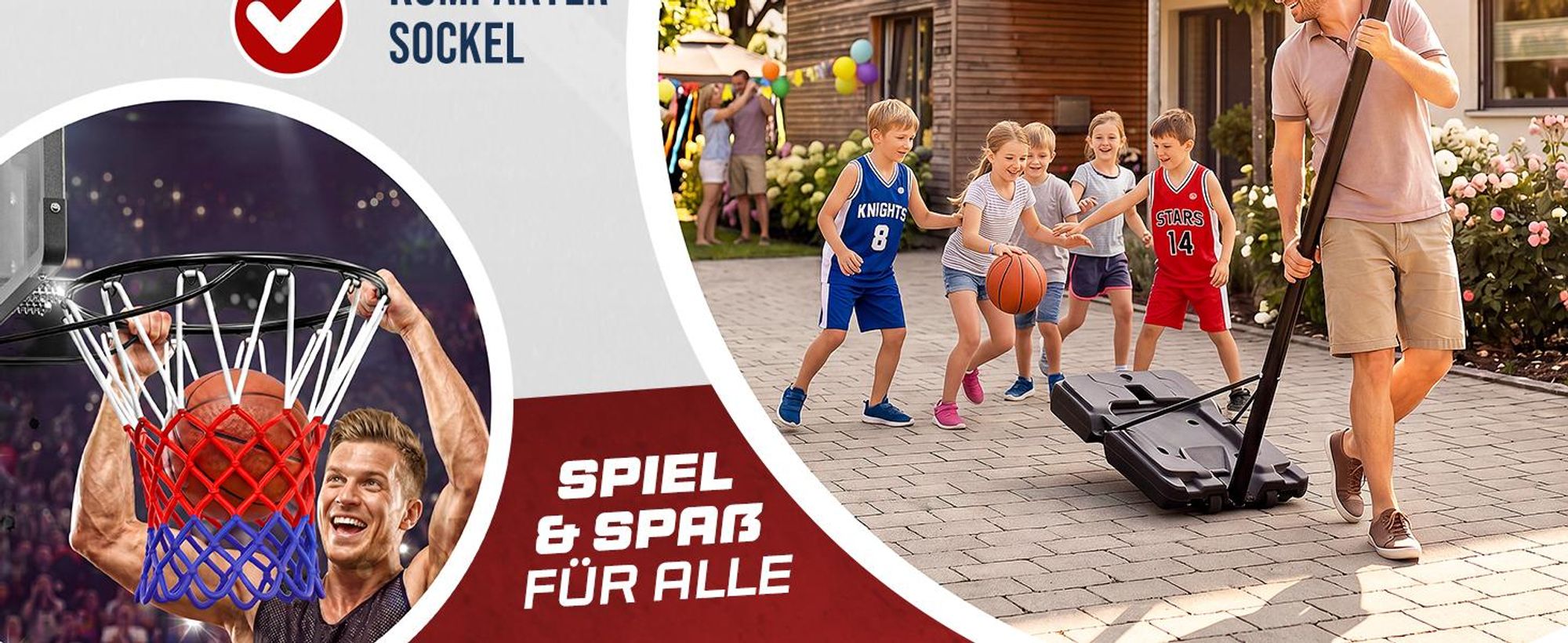 SPORTANA Basketballkorb Outdoor höhenverstellbar 135 -305 cm stabil