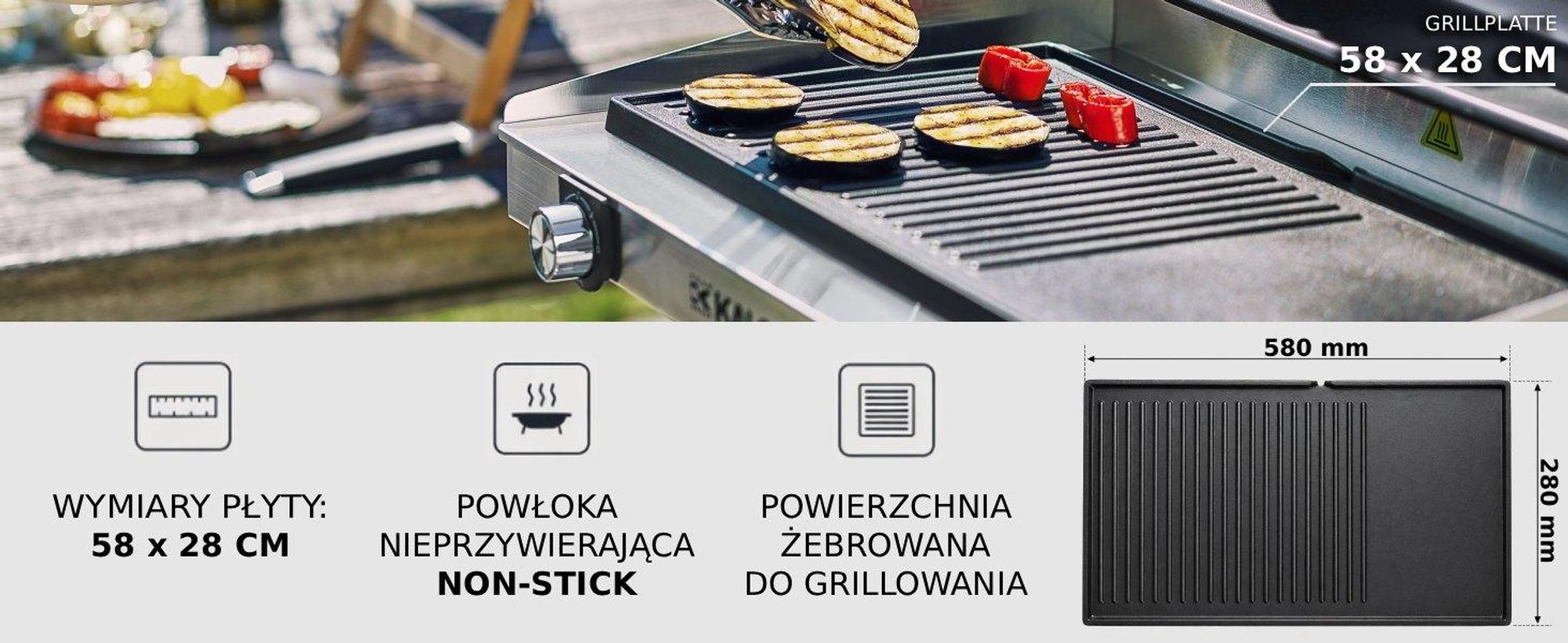 Elektryczny grill ze stali nierdzewnej TKG Team Kalorik TKG EBBQ 1002 L
