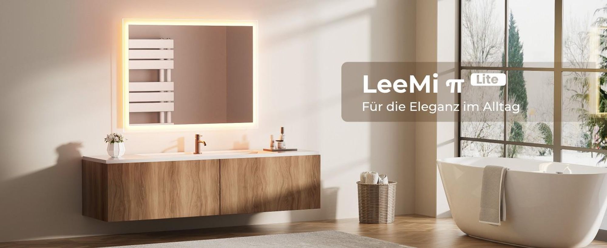 EMKE LED Badspiegel mit Warmweiß Beleuchtung 80x60cm, Badezimmerspiegel - Energieeffizienter (IP44)