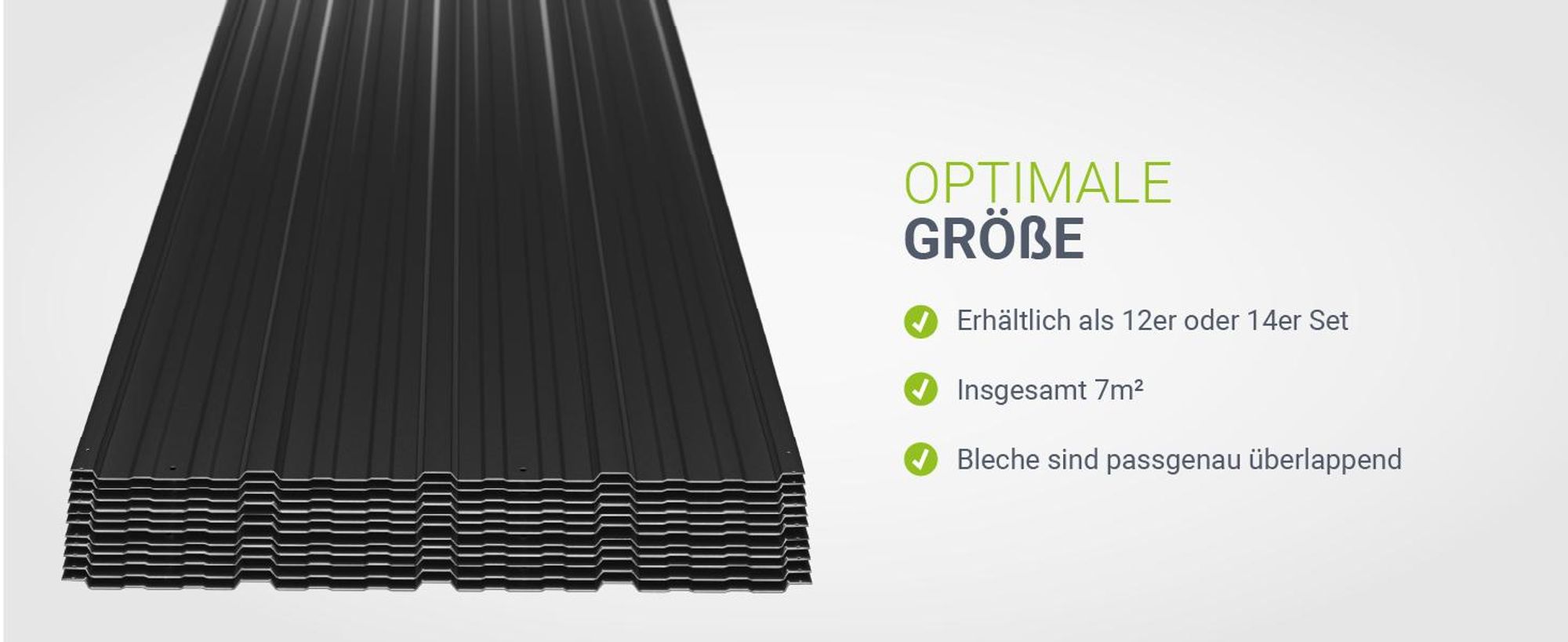 JUSKYS® Profilblech - Anthrazit 12er Set, verzinkter Stahl, 129x45 cm, wetterfest