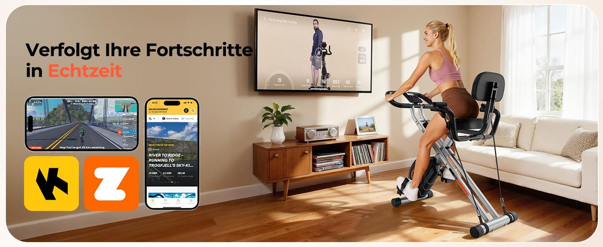 YOSUDA Heimtrainer Fahrrad Klappbar,Ergometer 150kg Belastbar, Hometrainer 8 Magnetische Widerstandsstufen,Leise & Bequem, LCD-Monitor
