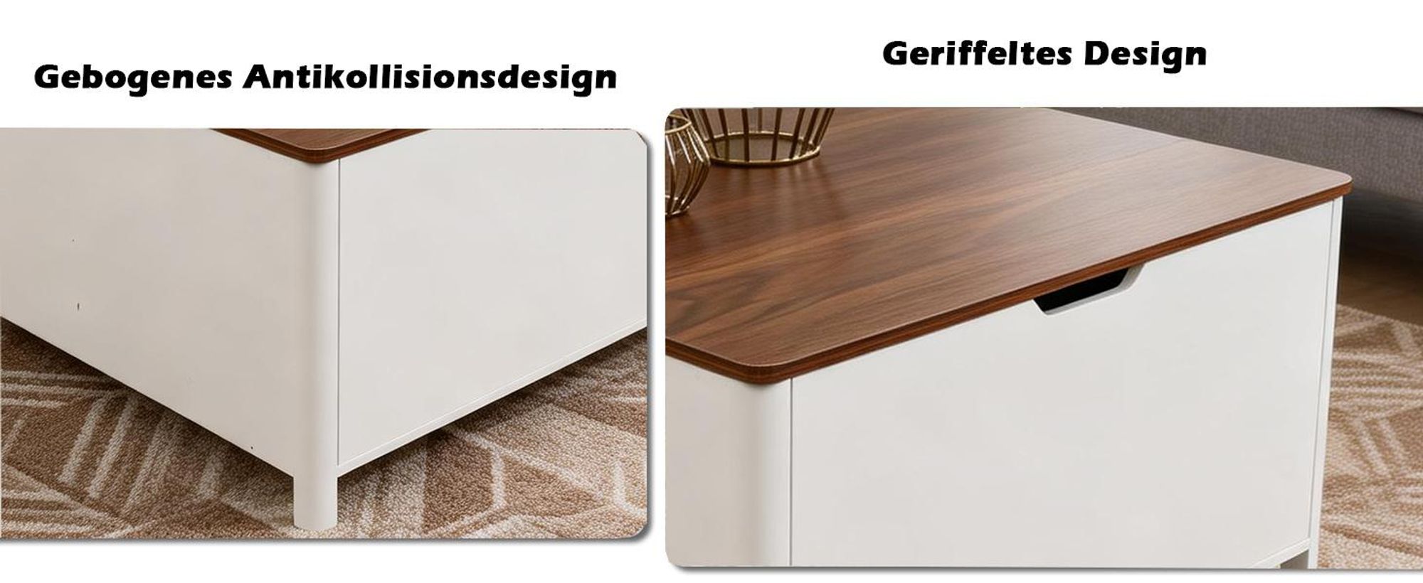 Puluomis Couchtisch mit Lift-Mechanismus, Multifunktionaler Esstisch Arbeitstisch mit Verstecktem Stauraum, Magnetischen Türen 80cm