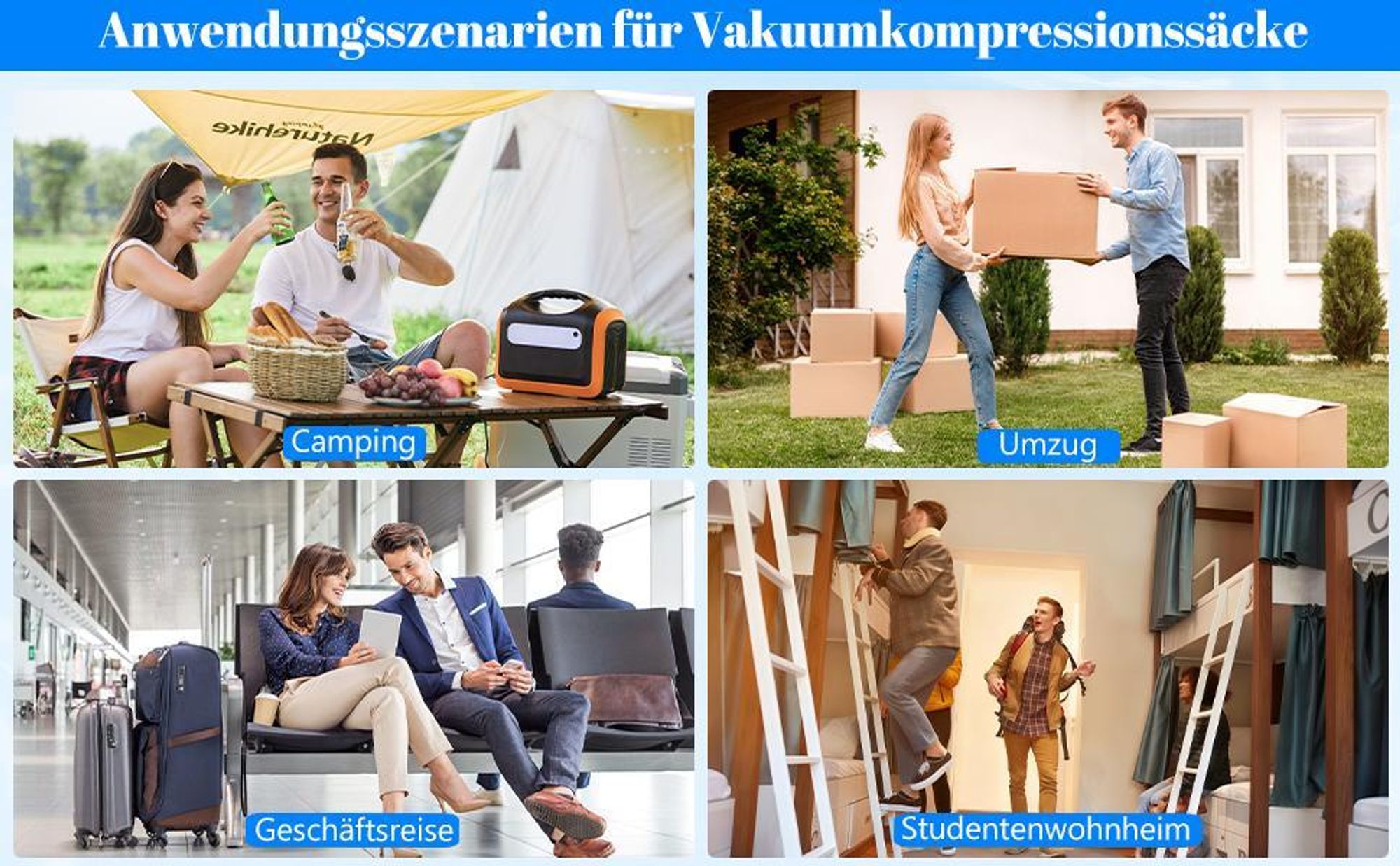 Vakuumbeutel, Vakuumsäcke, mit Pumpe, Ventil Reise Nylon Organizer, Wiederverwendbare, Platzsparend & Langlebig, für Koffer Rucksack