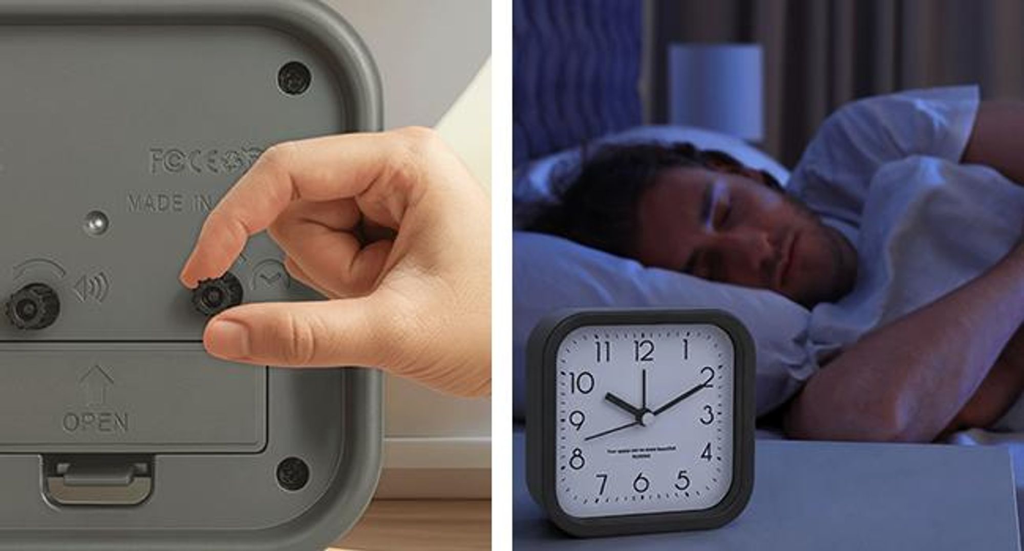 KRUMAD Analog Wecker ohne Ticken, lautloser Reisewecker mit Snooze Funktion, kleiner Tischwecker mit Alarm und Lautstärkeregelung, Vintage Design