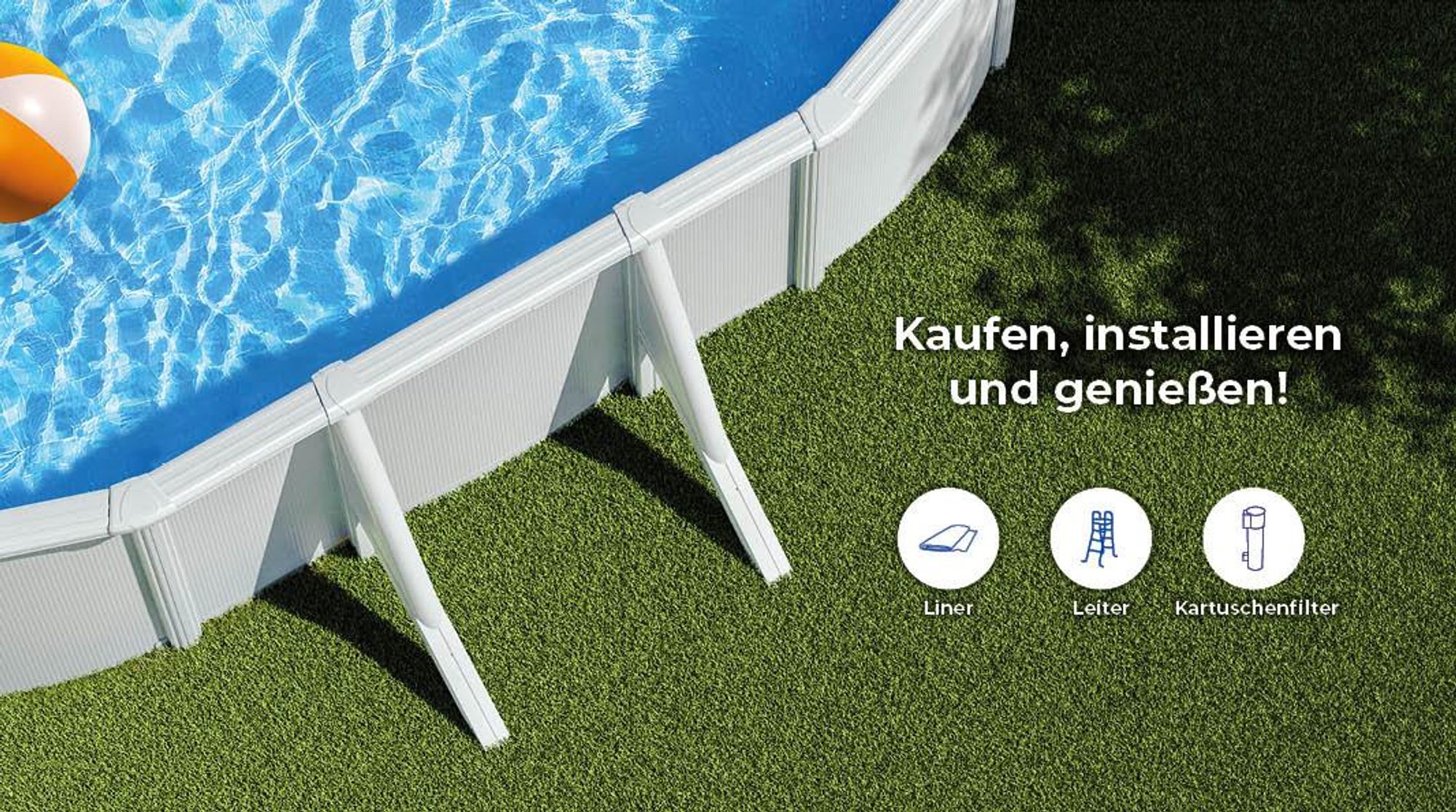 GRE Ovaler Stahlwandpool in Weiß KITPROV503 – 500 x 300 x 120 cm, Komplettset