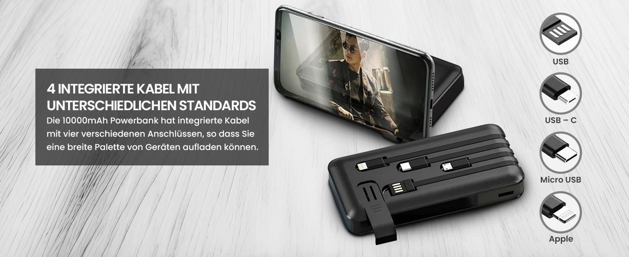 Extralink Powerbank 10000mAh USB C mit Telefonhalter